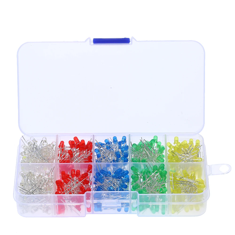 

500pcs/Lot 3mm LED Diode Lights Elfeland Bright Light Emitting Diodes Diffused LED Lamp Assorted Kit with Box