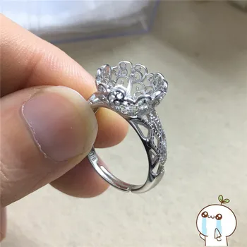 

For Akoya Edison Pearls Jade Coral Beads Mountings Rings Settings Classic Rings Resizable Design Rings Base 925 Silver No Pearl