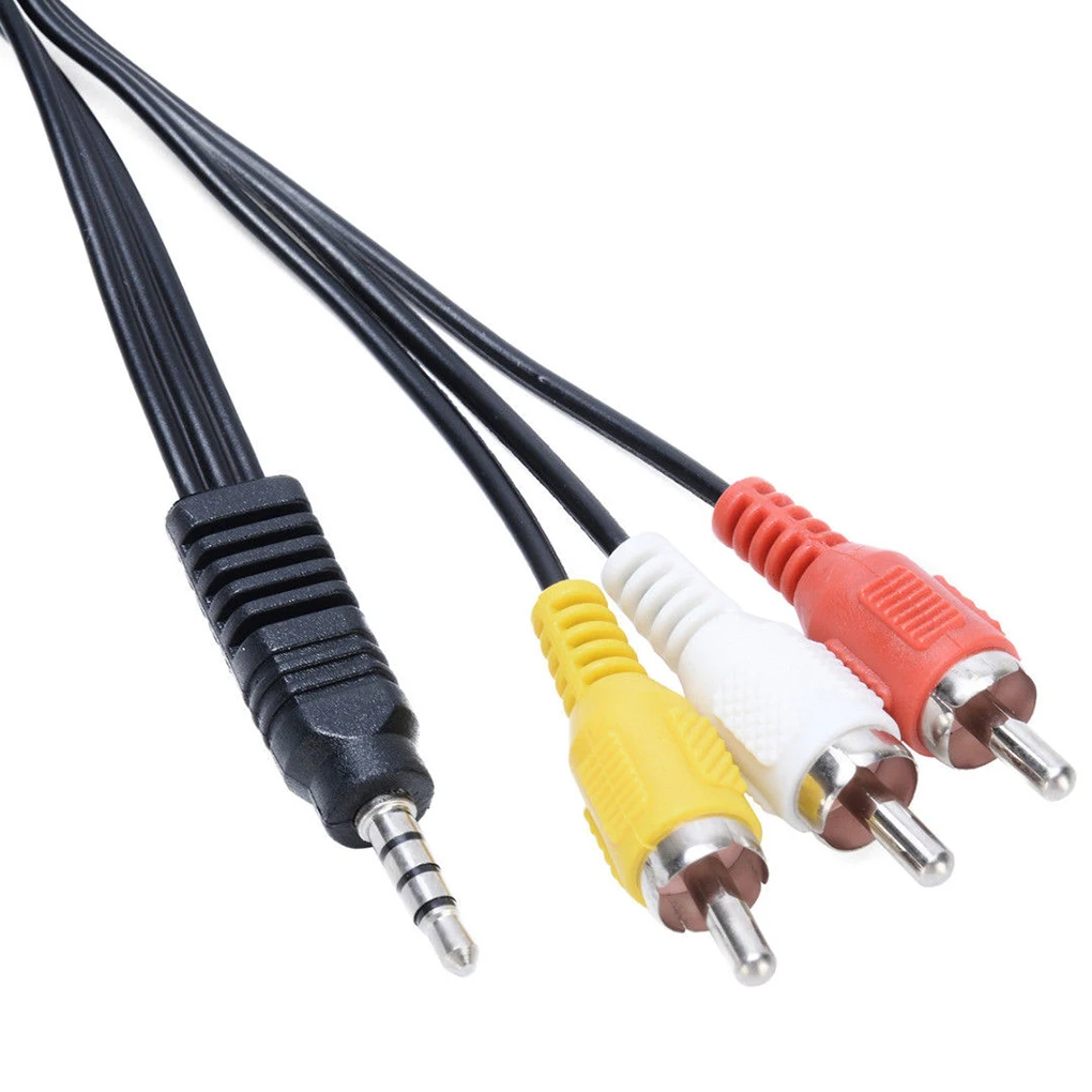 1.5m 3.5mm Jack Plug Male to 3 RCA Adapter to RCA Male 1.5m Audio Video AV Cable Wire Cord For Android Camcorder/DV TV Box new gold plated connectors 5 feet 1 5m 1080p hdtv male to 3 rca audio video av cable cord adapter for signal transfer