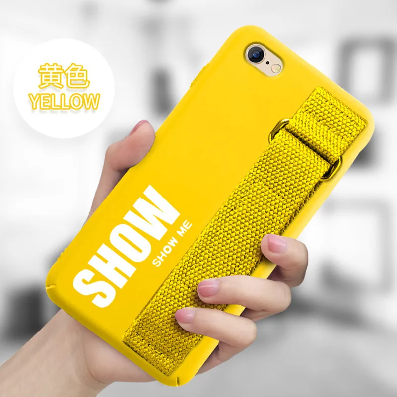Простая красочная повязка на руку из ТПУ чехол для iPhone 6 6s 7 8 Plus X Xr Xs Max задняя крышка для телефона - Цвет: Цвет: желтый