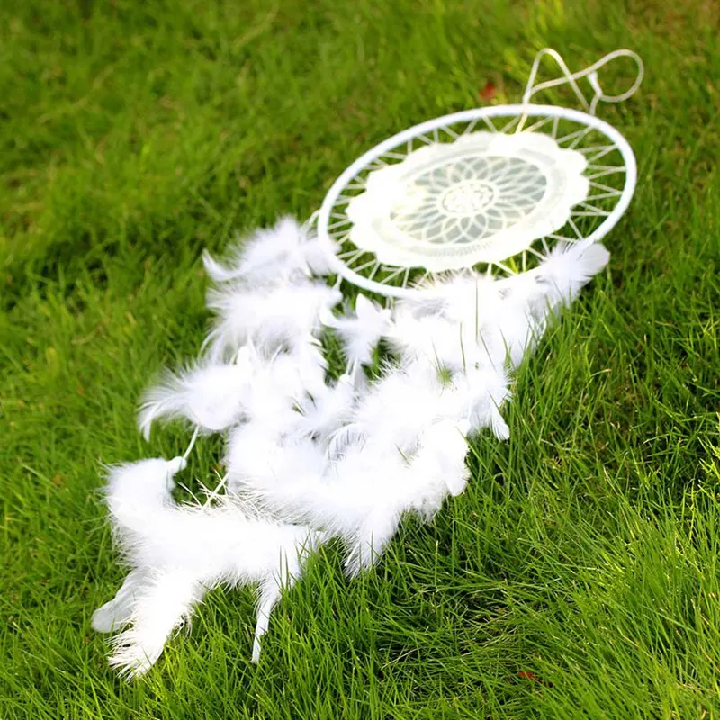 Lighting Dream Catcher Hanging Diy Feather Crafts Wind Chimes Girl Bedroom Romantic Hanging Decoration Gift