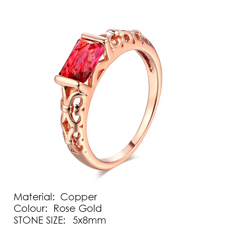 Обручальные/Свадебные кольца на палец для женщин AAA+ кубический цирконий Цвет Розовое золото модные украшения для женщин девочек R014 - Цвет основного камня: R368