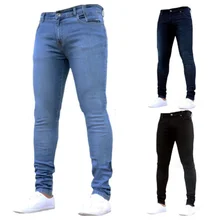 

Mens Pants High Waist Zipper Stretch Jeans Casual Slim Fit Trousers Male Plus Size Pencil Denim Pants Skinny Jeans for Men