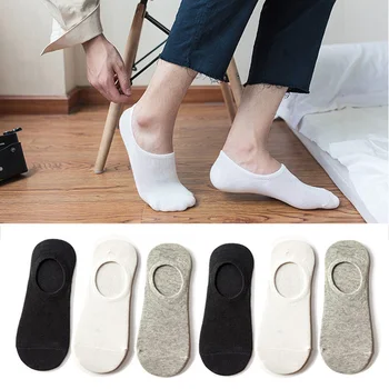 

5Pair/Lot Casual Fashion Ankle Socks Non-slip Low Cut Boat Socks Spring Autumn Solid Color Breathable Men Short Cotton Socks