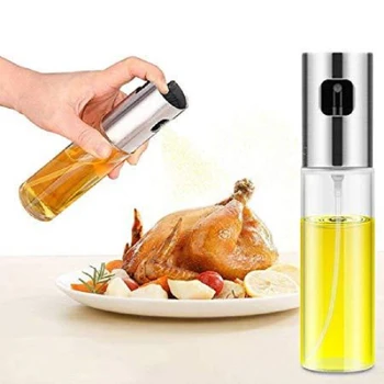 

1pcs Practical Oil Spray Bottle Easy To Use Glass Bottle Sprayer Grill Cooking Baking Seasoning Oil Pot Kitchen Supplies