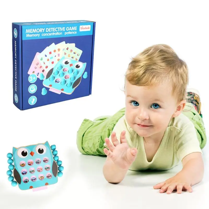  Kid Training Memory Detective Puzzle Toy Wood Owl Shape Children Table Game BIrthday Gift Brain Dev