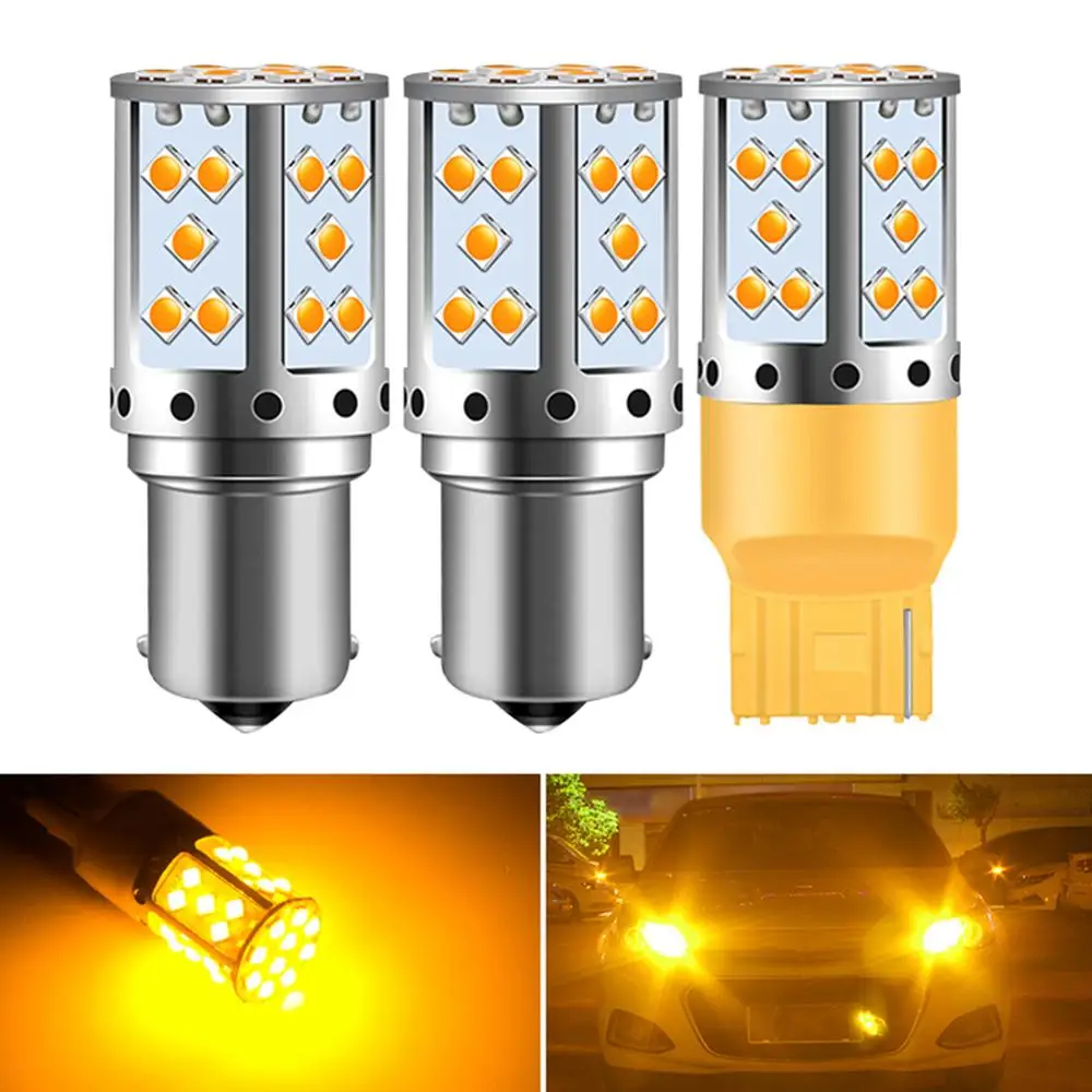 Светодиодные лампы для автомобилей 1156 BAU15S PY21W 7507 Янтарный/оранжевый свет T20 7440 wy21w