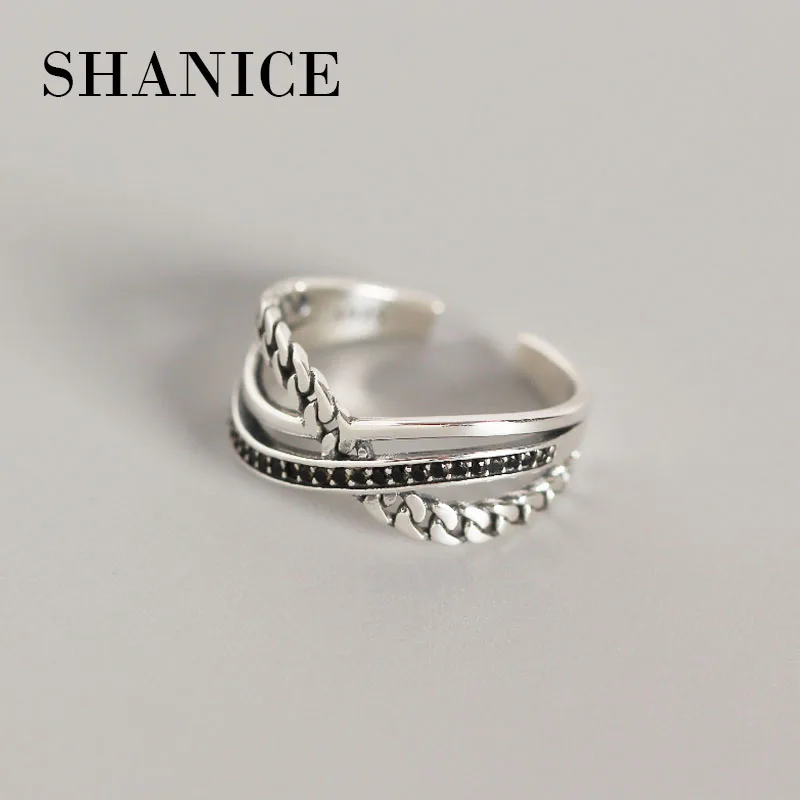 

SHANICE Real 925 Sterling Silver Rings Free Shipping Austrian Crystals Dropshipping Romantic Gift Geometric tank chain weaving