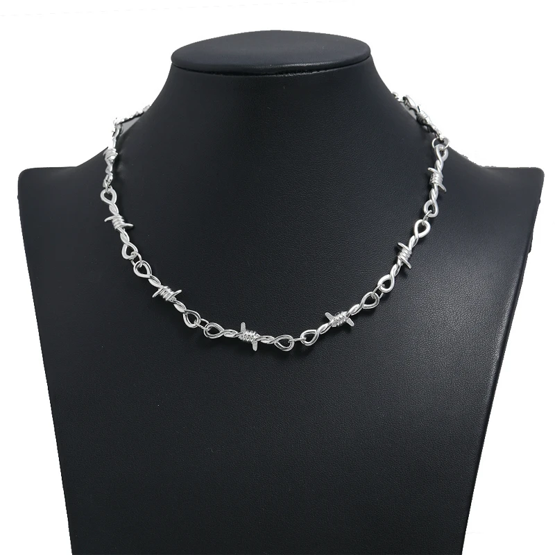 Choker Necklace For Women Men Small Wire Chain Neck Rock Punk Hip Hop Jewelry Little Thorns Gothic Girls Gift | Украшения и