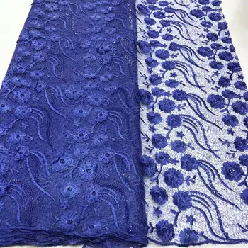 

2020 Latest African French Tulle Lace Fabric Embroidery African Lace Fabric With 3d Sequins For Nigeria Wedding Party Dresses