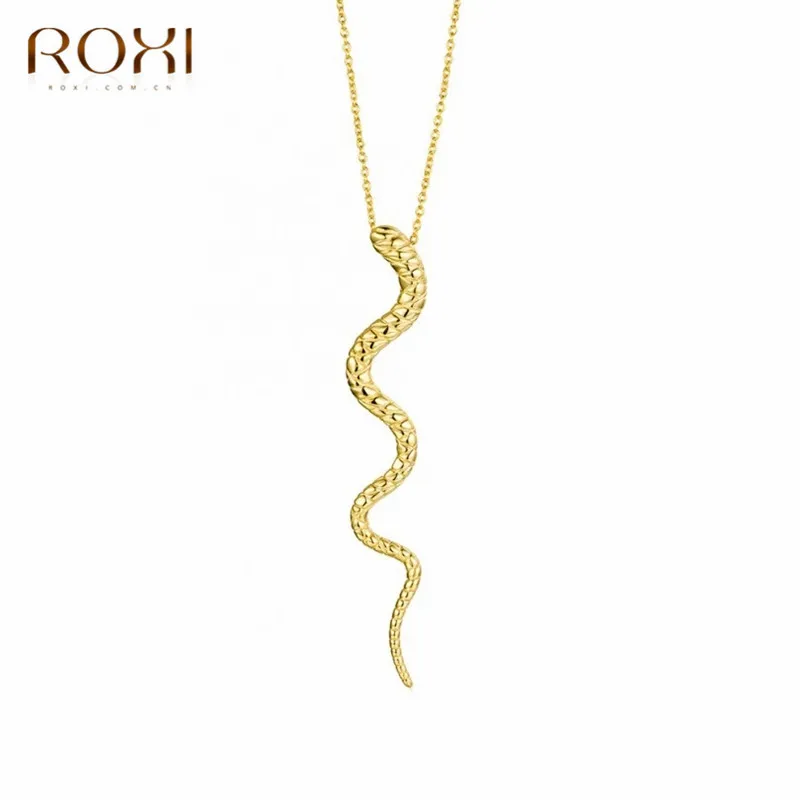 ROXI Genuine 925 Sterling Silve Snake Pendant Necklace Women Gifts Punk Style Charm Gold Choker Necklace Long Statement Jewelry - Image 2