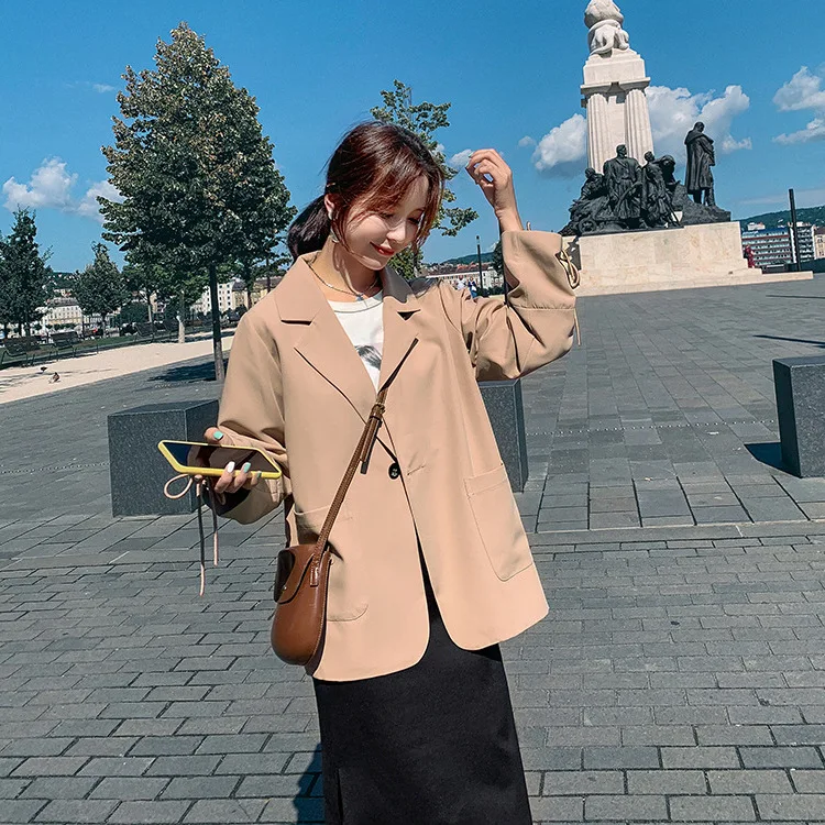 

Photo Shoot Suit Jacket Women's Korean-style Loose Sense of Design Non-mainstream 2019 New Style Online Celebrity Retro British