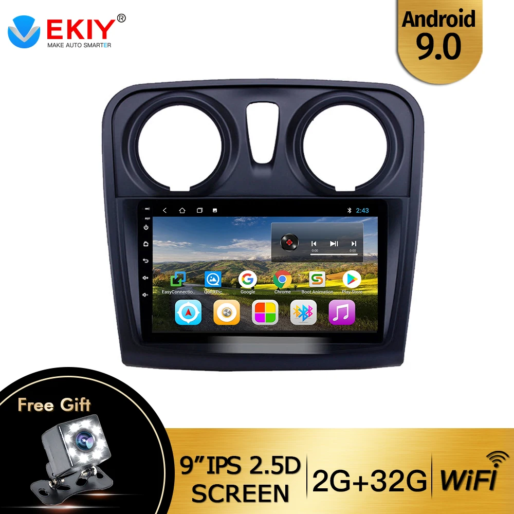 EKIY 9 &quotIPS Android 0 автомобильный магнитофон для Renault Sandero 2014 2015 2016 2017 мультимедийный