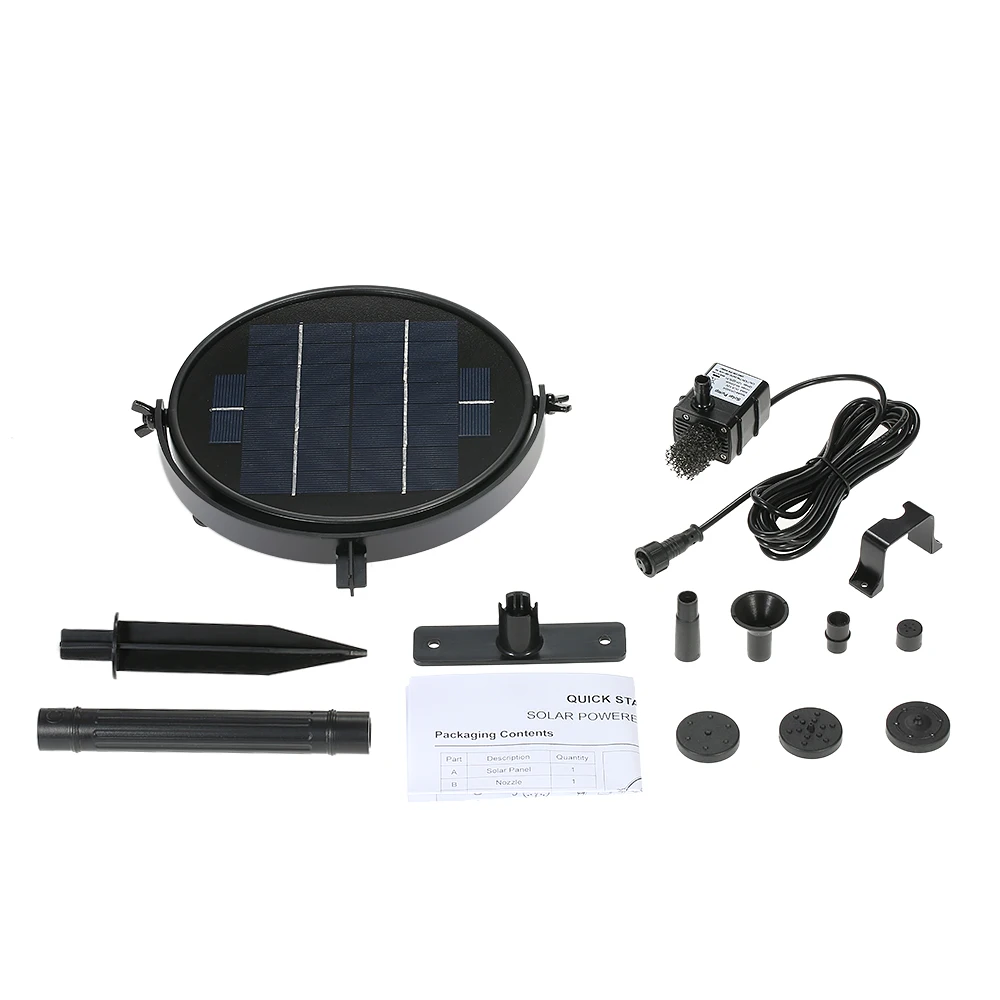 

Hot Solar Power Water Floating Fountain Pump Pool Garden Water Pump Kit for Bird Bath Pond Pull 190L/H 170cm Lift 9V 2W/3W