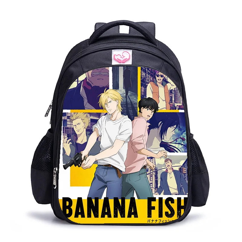 

16 inch Banana Fish Backpack Kids Boys Girls School Shoulder Bags Student Daily Travel Knapsack College Mochila