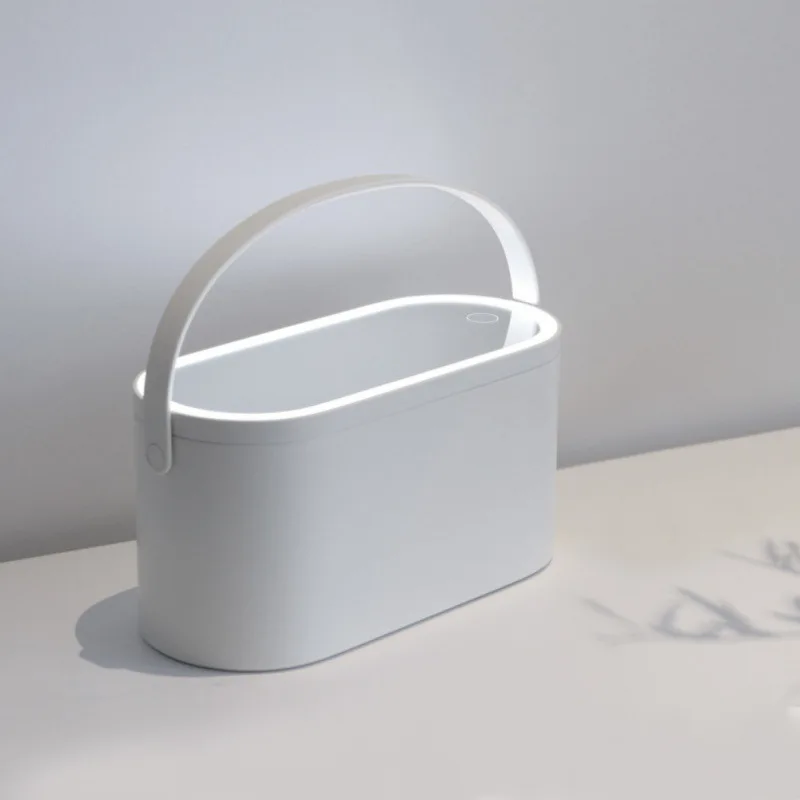 Портативный чехол для косметики зеркало для макияжа со светодиодной подсветкой креативный 2 в 1 косметический ящик для хранения в путешествии косметический контейнер для сумок - Цвет: Белый