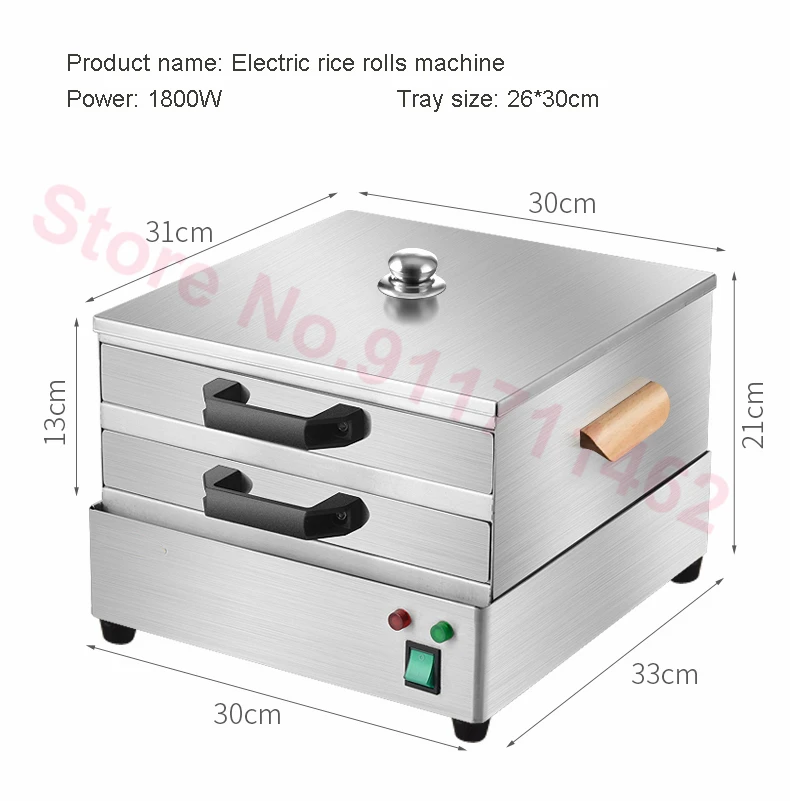 2 Layer Rice Noodle Rolls Machine Drawer Type Multifunction Steamer Stainless Steel Vermicelli Roll Steaming Furnace