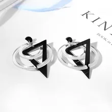 NJ круглые треугольные серебряные черные классная серьга серьги для женщин девушек вечерние свадебные украшения геометрические модные серьги