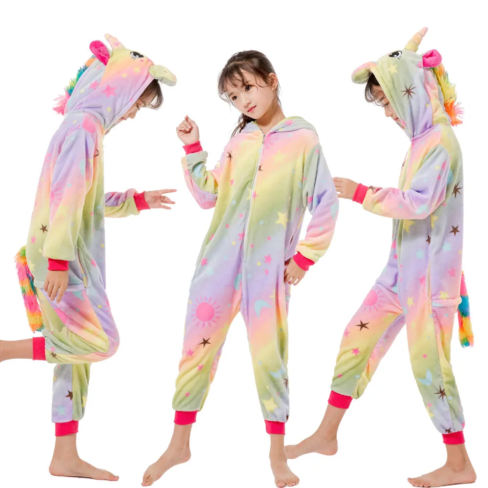 От 4 до 12 лет пижамы с рисунками животных для мальчиков и девочек; новая дизайнерская Пижама с радужным единорогом; рождественские пижамы; карнавальный костюм; пижамы для девочек - Цвет: LA35