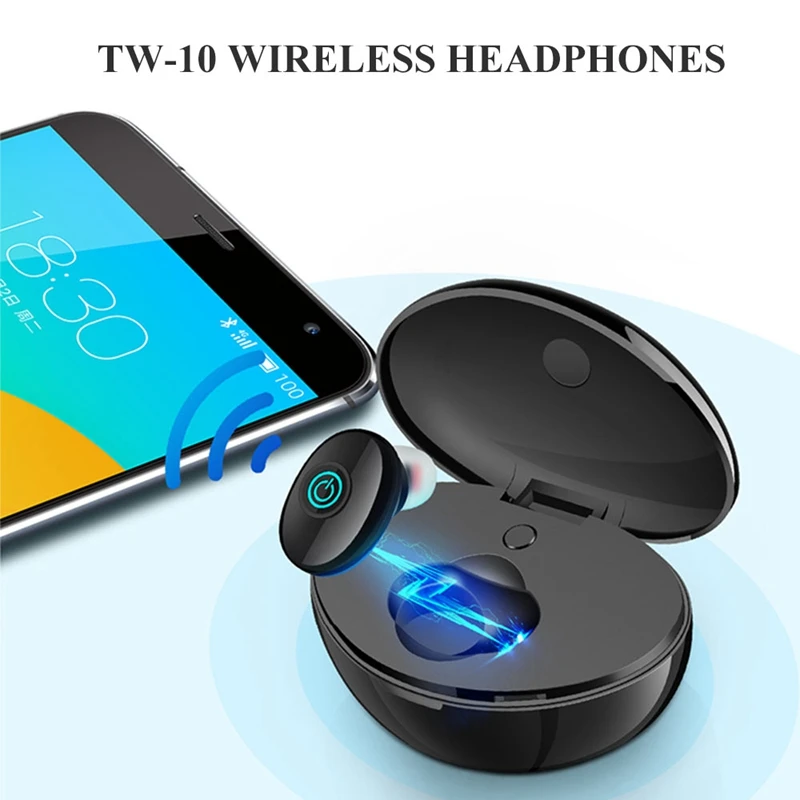 TW-10 Мини Bluetooth наушники беспроводные 5,0 наушники Водонепроницаемая гарнитура спортивная Гарнитура микрофон с переносной заряжающий чехол для Xiaomi