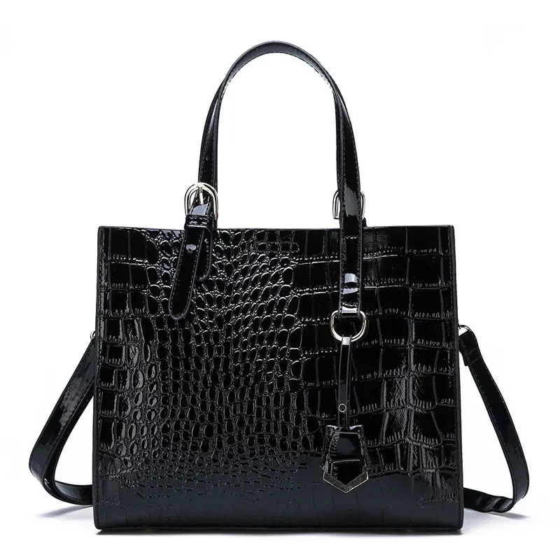 Gradosoo Брендовая женская сумка на плечо с узором «крокодиловая кожа», женские роскошные сумки, сумка-мессенджер, большая Вместительная женская сумка LBF407 - Цвет: Черный