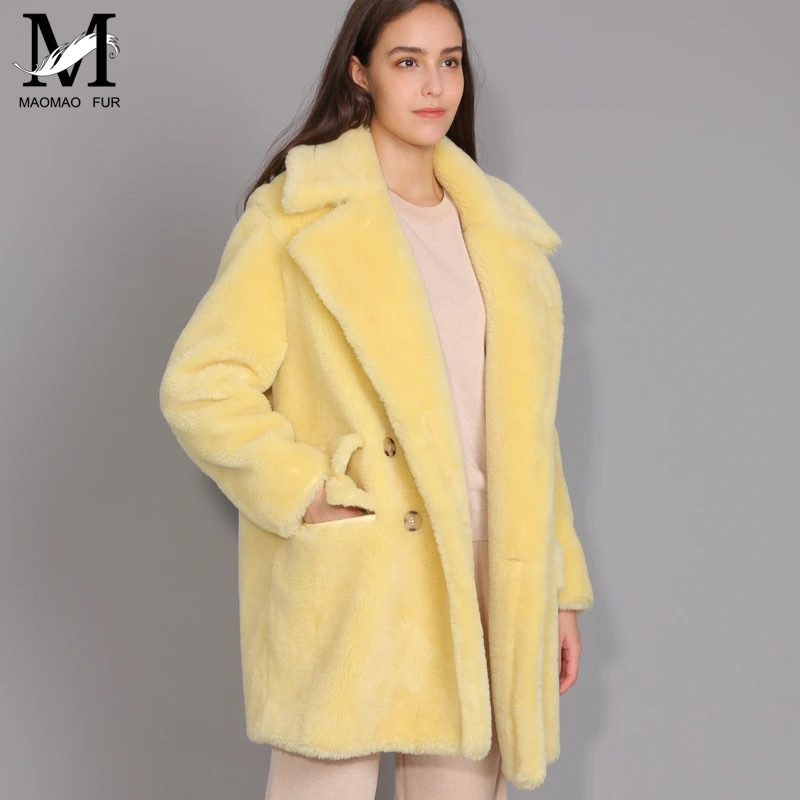 Пальто MAOMAOFUR женское из натуральной овечьей шерсти теплая Модная Верхняя одежда