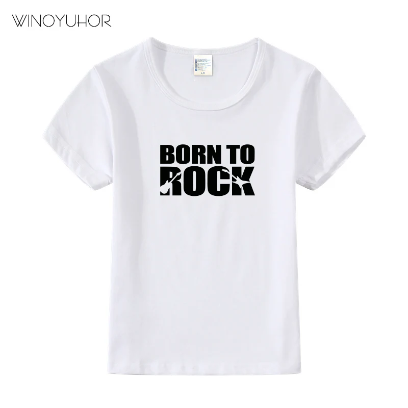 Детская футболка «Born To Rock» Детская одежда унисекс для мальчиков и девочек модные стильные топы, Детская летняя футболка с кружевными рукавами, футболка
