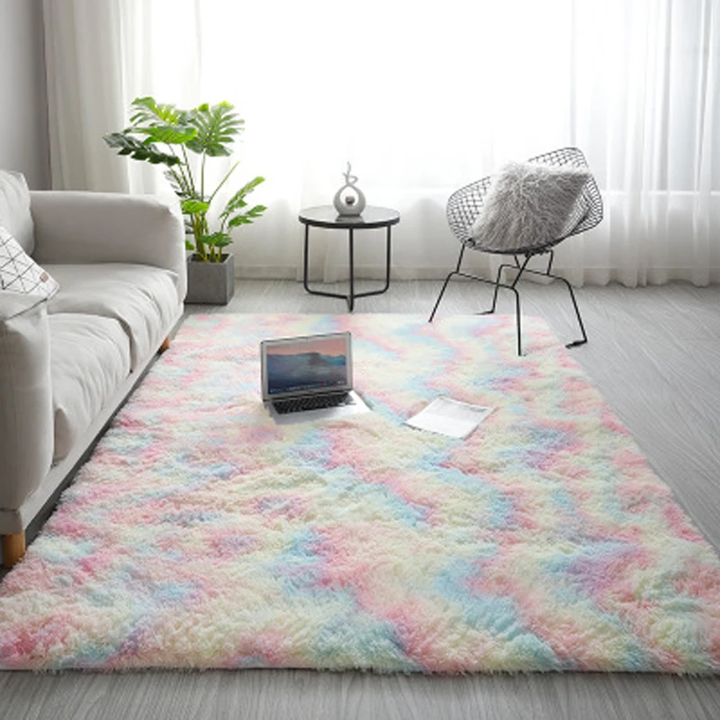 Soft Carpet for Living Room Plush Rug Fluffy Thick Carpets Bedroom Area Long Rugs Anti-slip Floor Mat Gray Kids Room Velvet Mats Floor Mat Shaggy Rugs