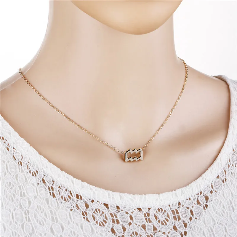 Женская элегантная звезда знак зодиака 12 Созвездие ожерелья подвески Шарм золотая цепочка-Чокер ожерелья для женщин ювелирные изделия Готика