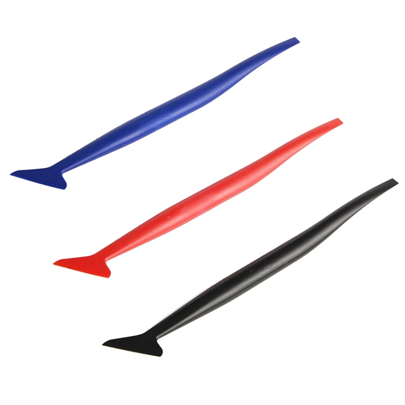 Car Wrapping Flexible Micro Squeegee Curved Slot Tint Tool Set 3 In 1 With Different Hardness