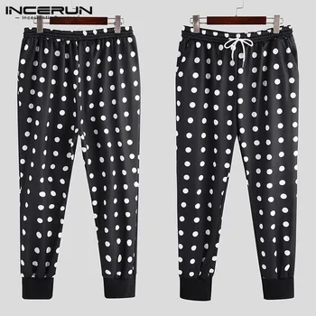 

Men Harem Pants Polka Dot Print Elastic Waist High Street Stylish Joggers Casual Workout Trousers Men Sweatpants INCERUN S-3XL 7