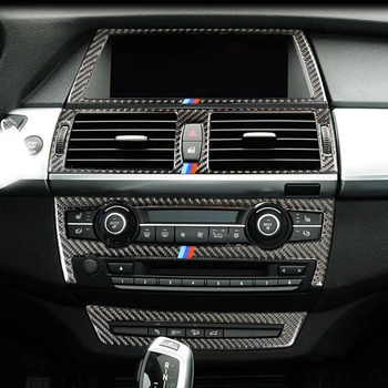 

Carbon Fiber Car Inner AC CD Navigation Control Panel air conditioner outlet Decorative Cover Trim For BMW X5 X6 E70 E71 F15 F16