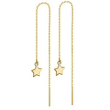 Stainless Steel Crystal Ball Star Drop Earring Long Chain Tassel Earrings For Woman Threader Earrings Wedding Jewelry