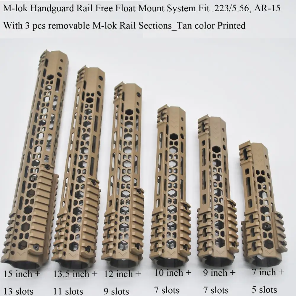 Aplus 7/9/10/12/13./15 ''дюймовый уникальный дизайн M-lok Handguard Rail Free Float Mount system с 3 шт M-lok Rail Section_Tan color