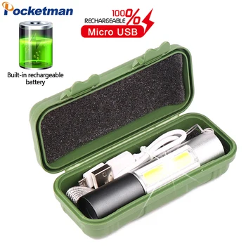 

Powerful Flashlight Portable COB LED Torch Zoomable Flashlight USB Rechargeable Torch Handy Light with Powerful Built-in Battery