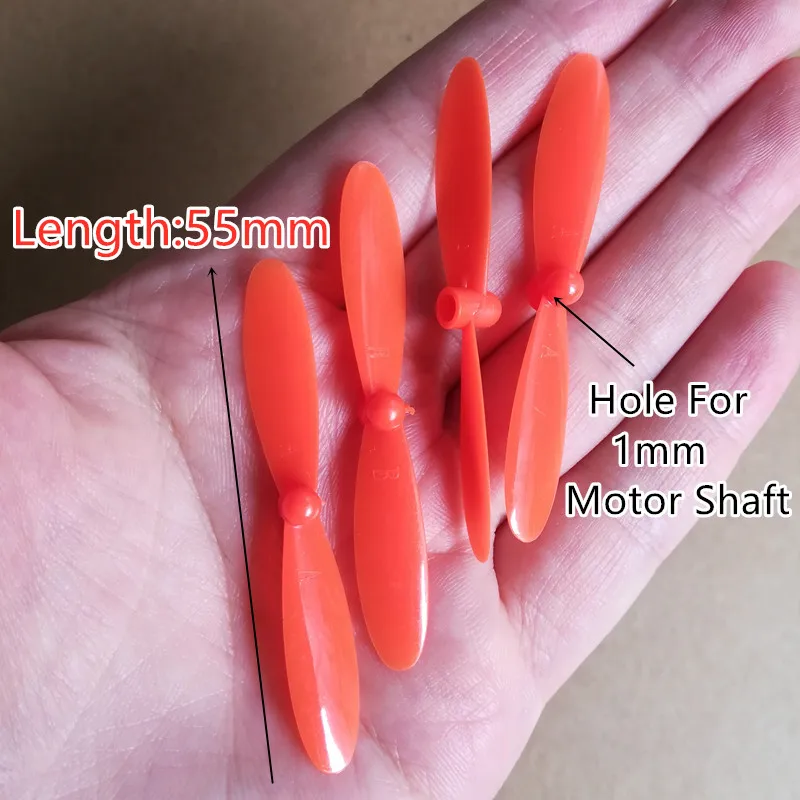 

Free Shipping 2pairs 55mm 2 Blades Propeller Prop 1mm Mounting Hole for 7mm 8520 720 Coreless Motor DIY Micro Quadcopter