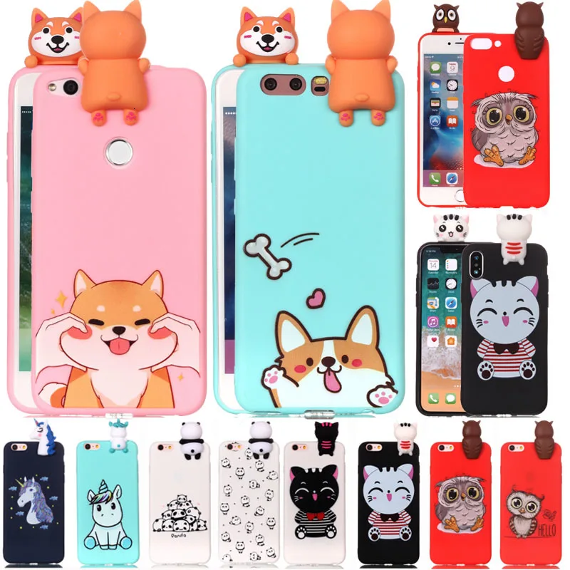 Мягкий силиконовый чехол с 3D рисунком кота собаки панды для huawei P8 P10 P20 P30 honor 10 lite Pro