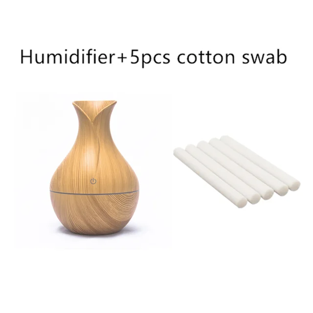 Mini Electric Air Humidifier USB Ultrasonic Aroma Essential Oil Diffuser Wood Grain Cool Mist Maker LED Light For Home Office Q5
