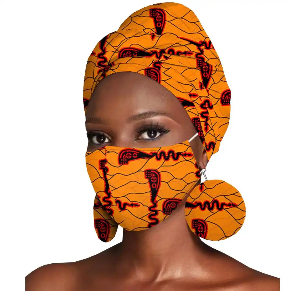 CE Dashiki d/'African Print Head Band cheveux Wrap Boucles d/'oreilles écharpe Ankara Rétro 44x5.5”