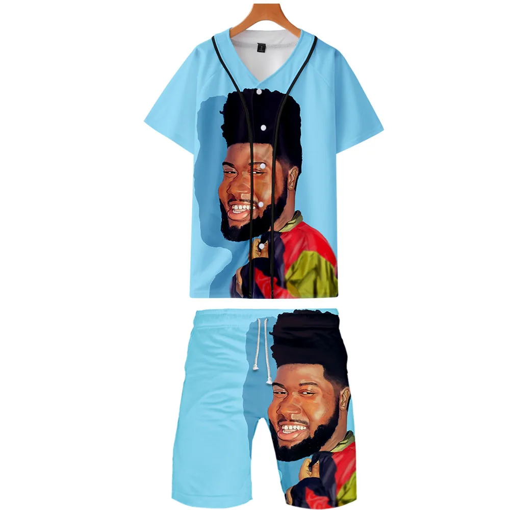 KHALID комплект из двух предметов, куртки и шорты, Kpop, модная новинка, крутой принт, KHALID, бейсбольная куртка, комплект для мужчин, уличная одежда большого размера