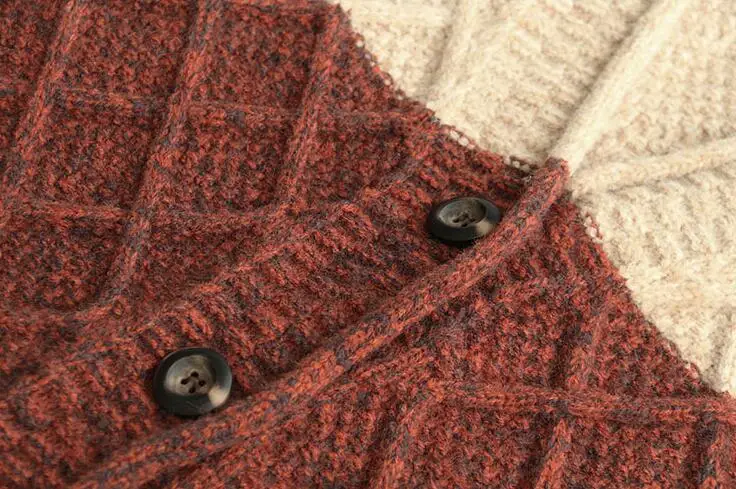 Осень зима Повседневный женский свитер трихроматический v-образный вырез толстый вязаный кардиган свитер женский Модный жакет YoYiKamomo