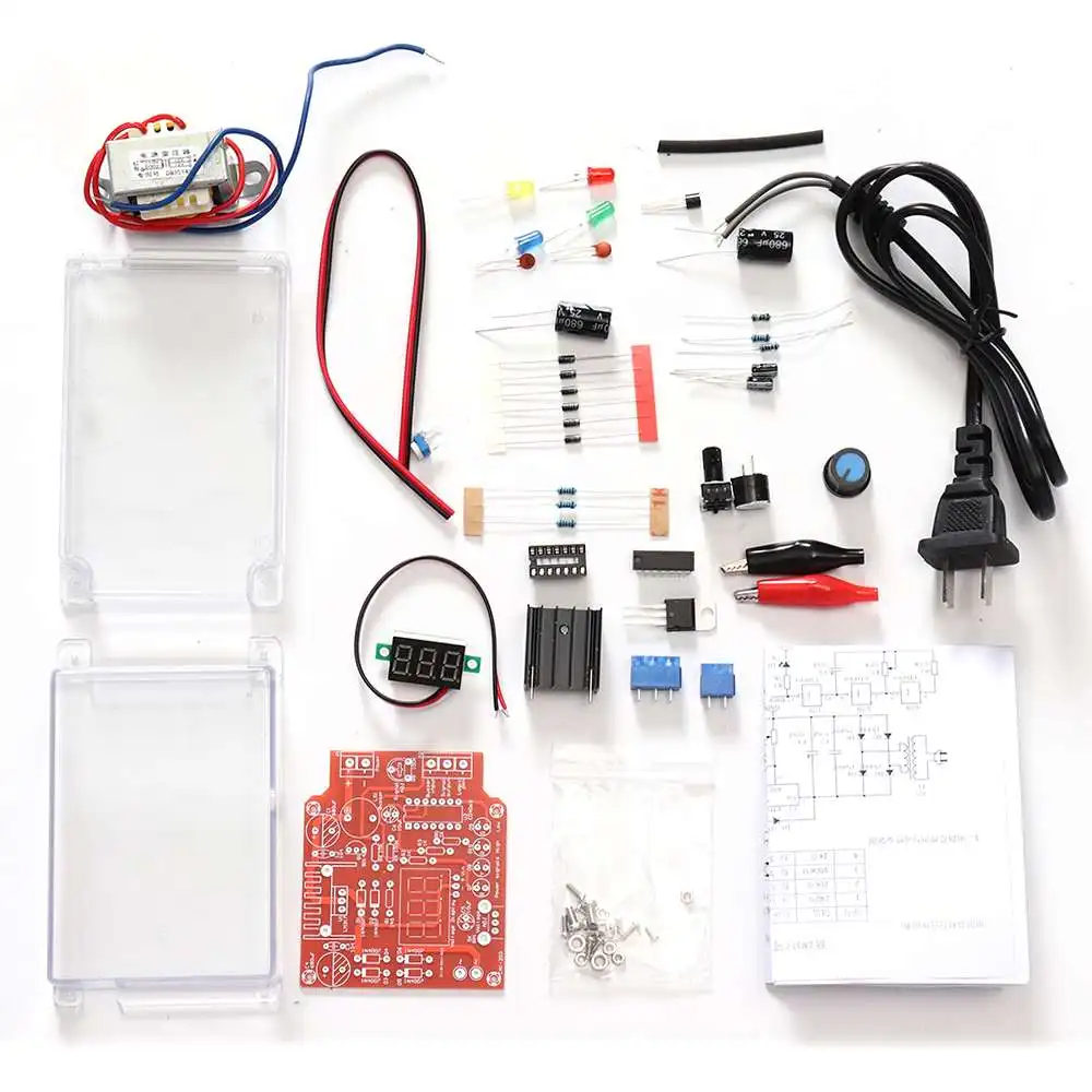 LM317 регулируемый источник питания постоянного тока DIY Электронный комплект 220 В/110 В до DC1.25-12V Вольтметр для пайки тренировочный аксессуар