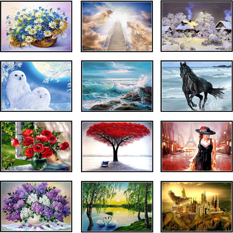 

Landscape Animal Character Girl DIY Crystal Full Diamond Round 5D Diamond Painting Cross Stitch Kit Mosaic Round Rhinestone