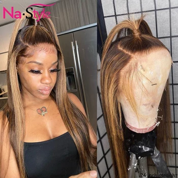 

Colored 360 Lace Frontal Wig PrePlucked 13x4 Straight Lace Front Human Hair Wigs 1b/27 Ombre Human Hair Wig For Women 130 Remy