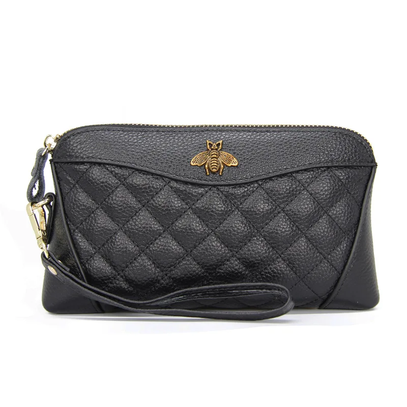 Fashion Top Layer Cowhide Wallet Shell Type Soft Zipper Handbag for Woman Designer Brand Clutch Lovely Purse Long Wallet women handbag