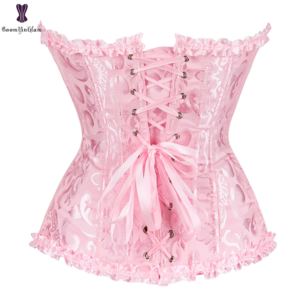 7 Colors Can Be Chosen Women Body Shaper Size XS To 6XL Vintage Pleated Corset Bustier With G String 810#