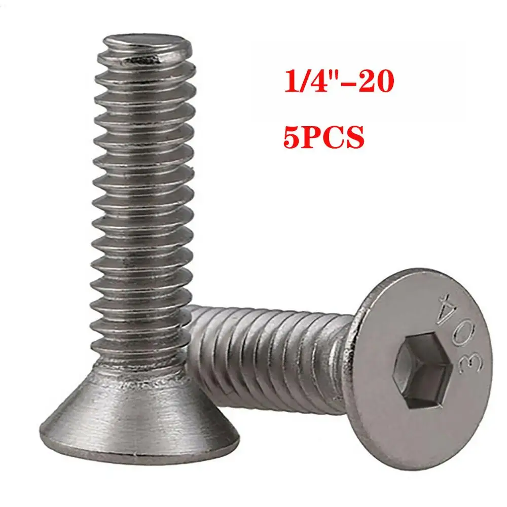 304 Stainless Steel Flat Head Screws – 25 Pack – Hex Socket Cap Screws – Full Thread Countersunk Bolts – For Indoor Outdoor Use