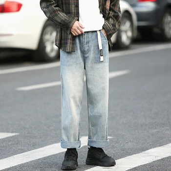 

2019 Japanese Autumn New Korean Version Of The Large Size Loose Main Push Old Man Street Casual Jeans Hip Hop Streetwear