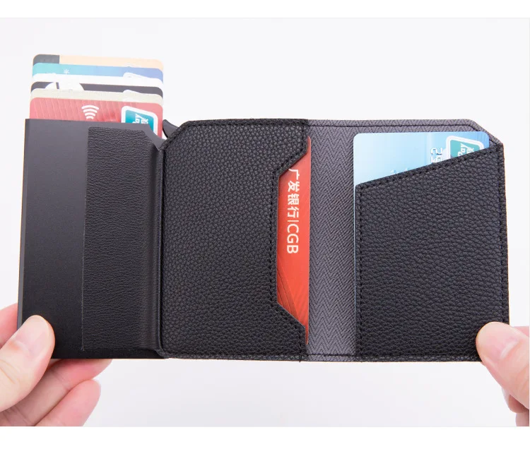 Bycobecy RFID автоматический кошелек кредитный держатель для карт чехол алюминиевый сплав анти-дегаузсинг Анти-кража RFID банк Кредитная карта