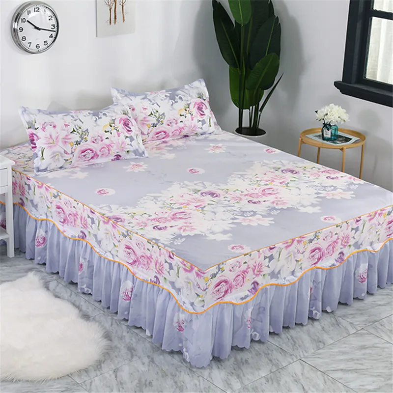 Faldas de cama para adultos, niños y niñas, ropa de cama de algodón suave  de alta calidad, cubrecamas individuales, tamaño Queen y King, color rosa,  150x200 - AliExpress